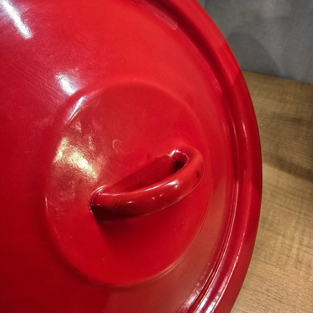 Vintage Enamelware Made in Poland Large‎ Red 7